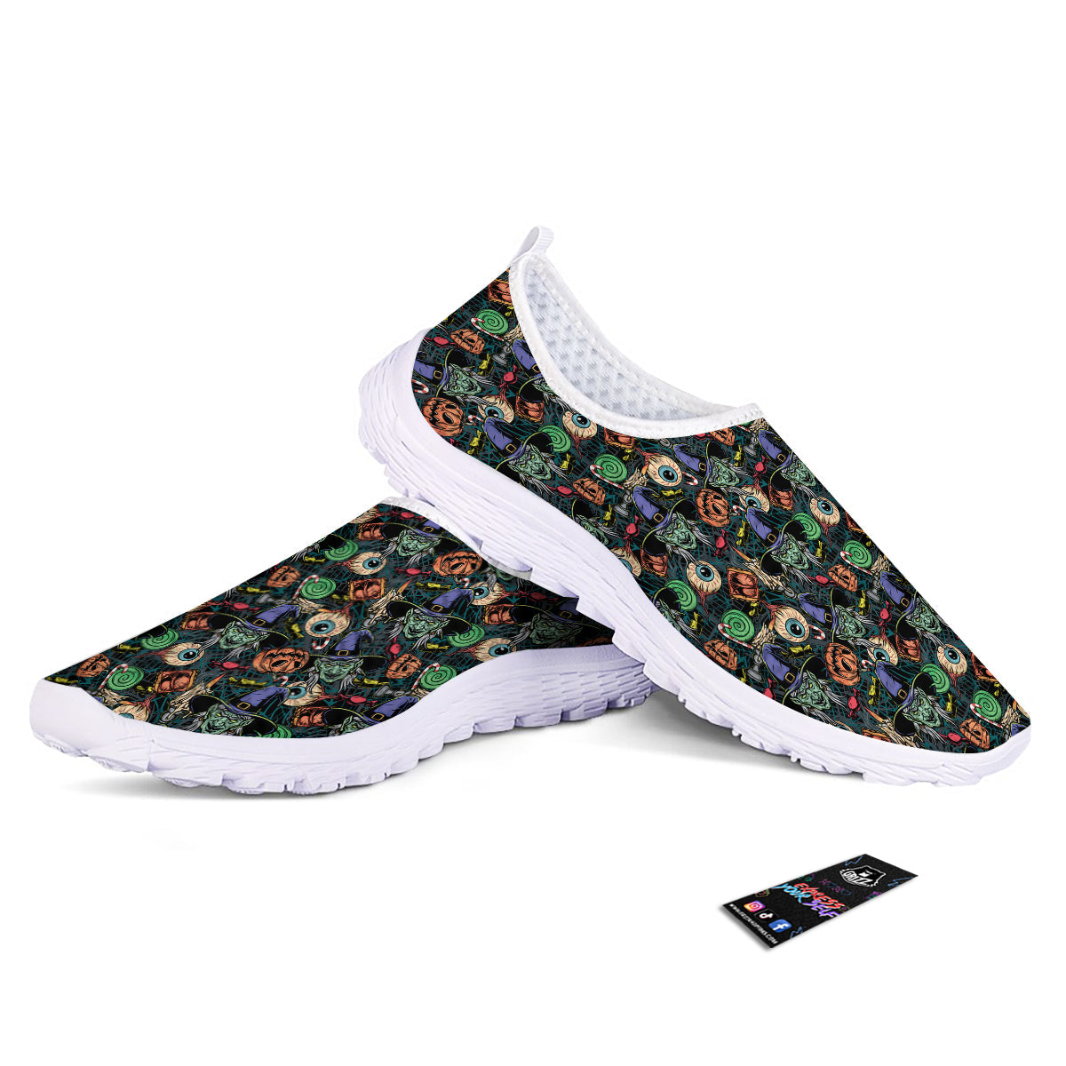 Witch Halloween Elements Print Pattern Nurse Shoes-grizzshop