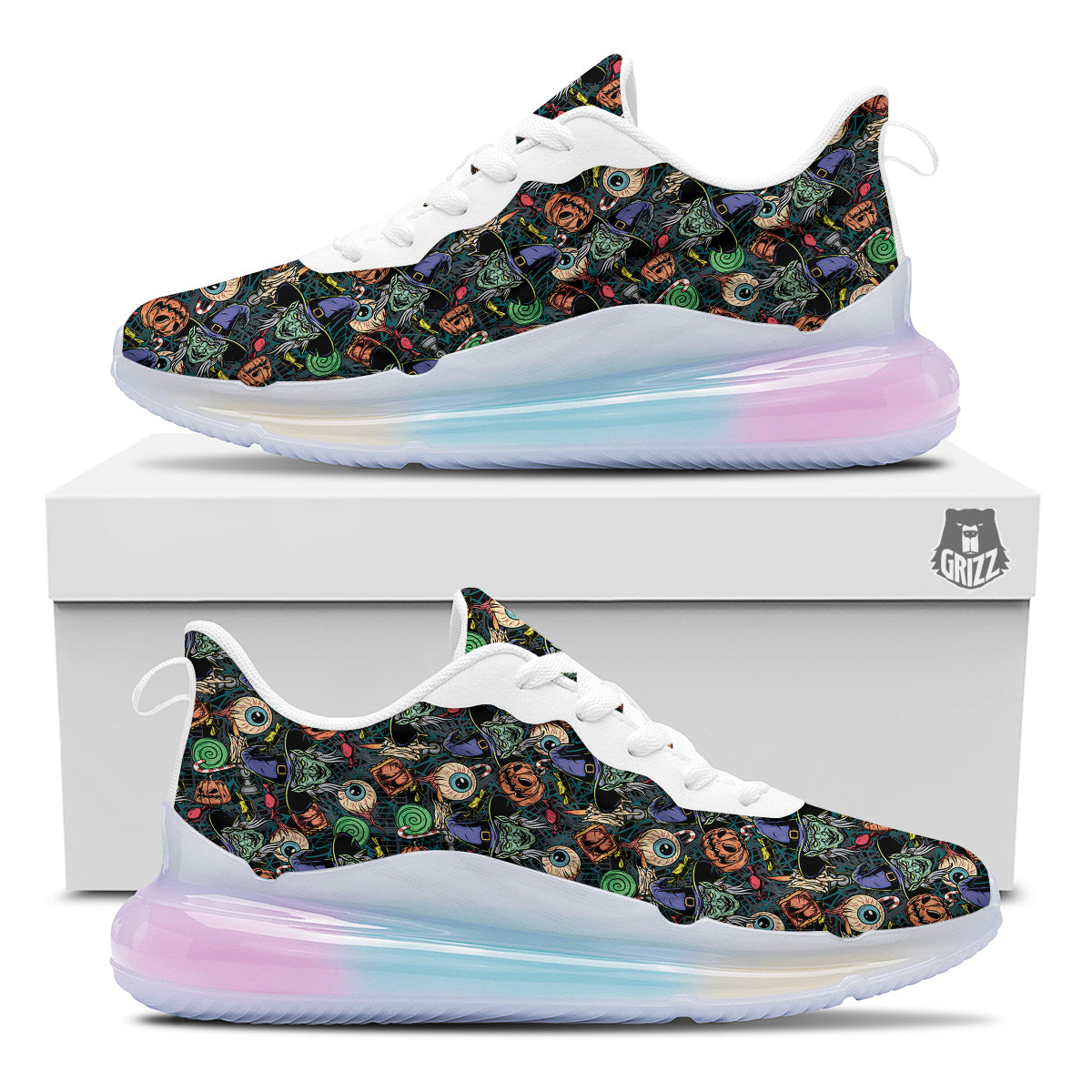 Witch Halloween Elements Print Pattern Running Sneakers-grizzshop