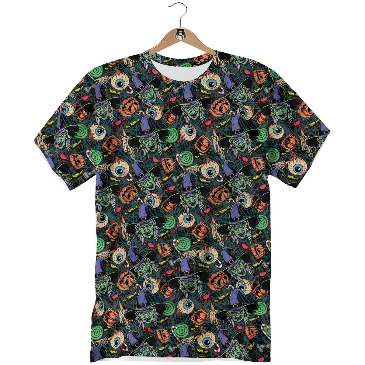Witch Halloween Elements Print Pattern T-Shirt-grizzshop