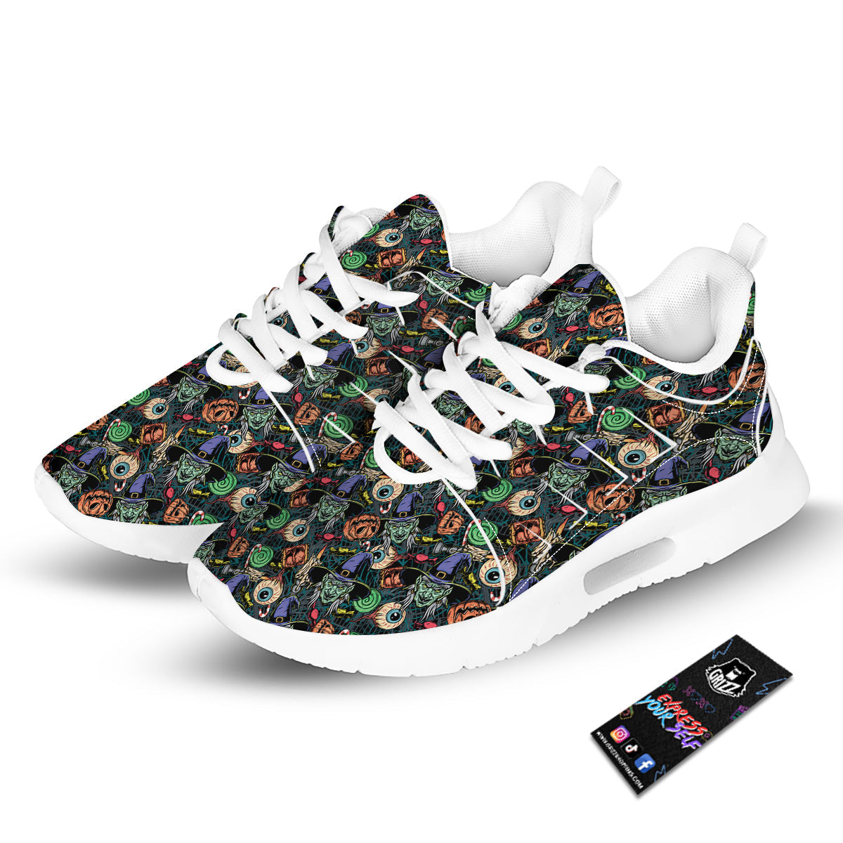 Witch Halloween Elements Print Pattern Tennis Shoes-grizzshop