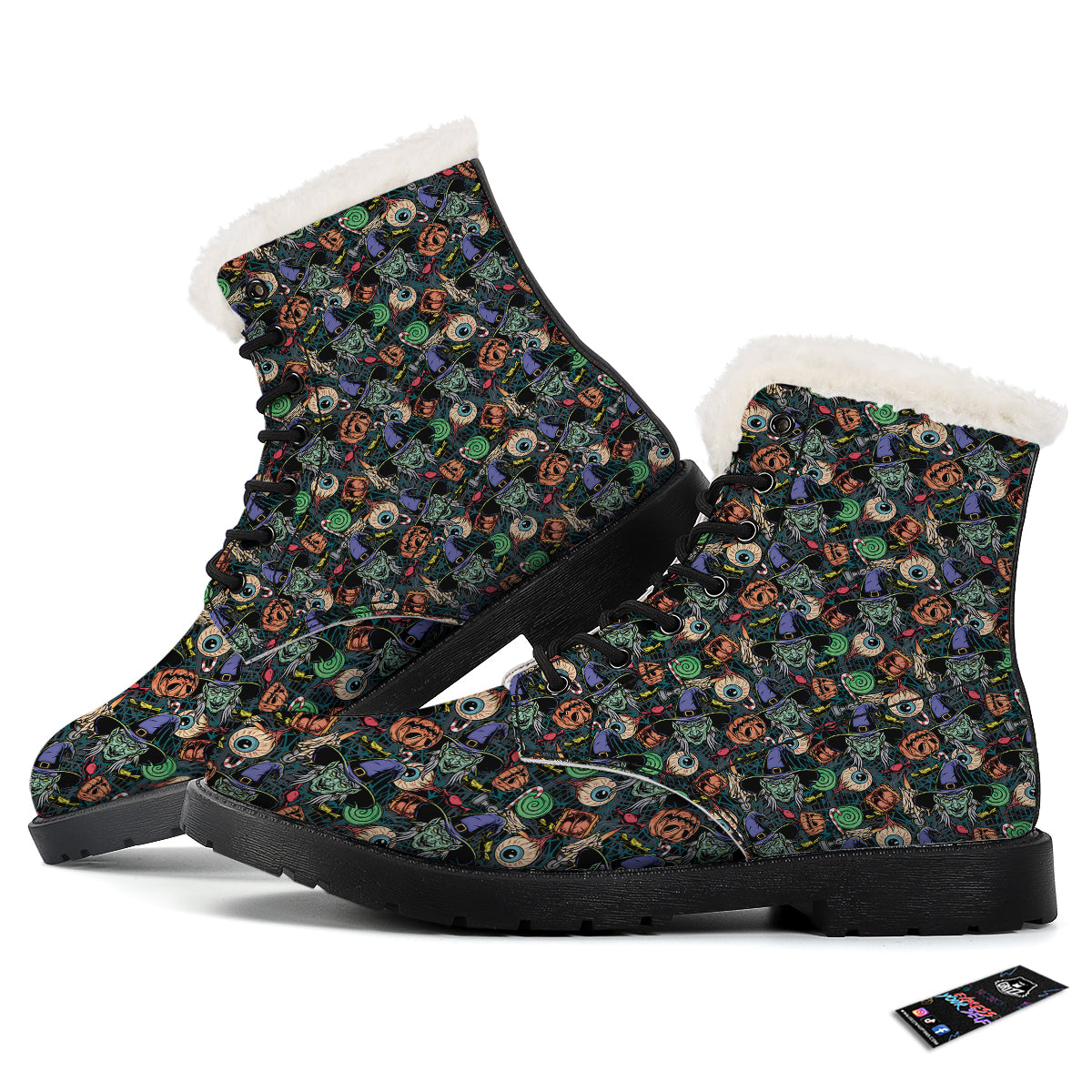 Witch Halloween Elements Print Pattern Winter Boots-grizzshop
