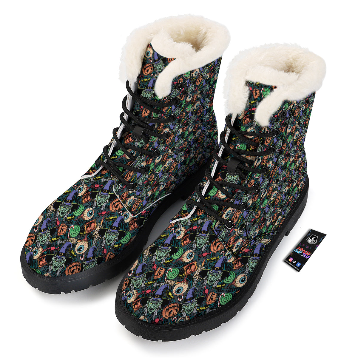 Witch Halloween Elements Print Pattern Winter Boots-grizzshop