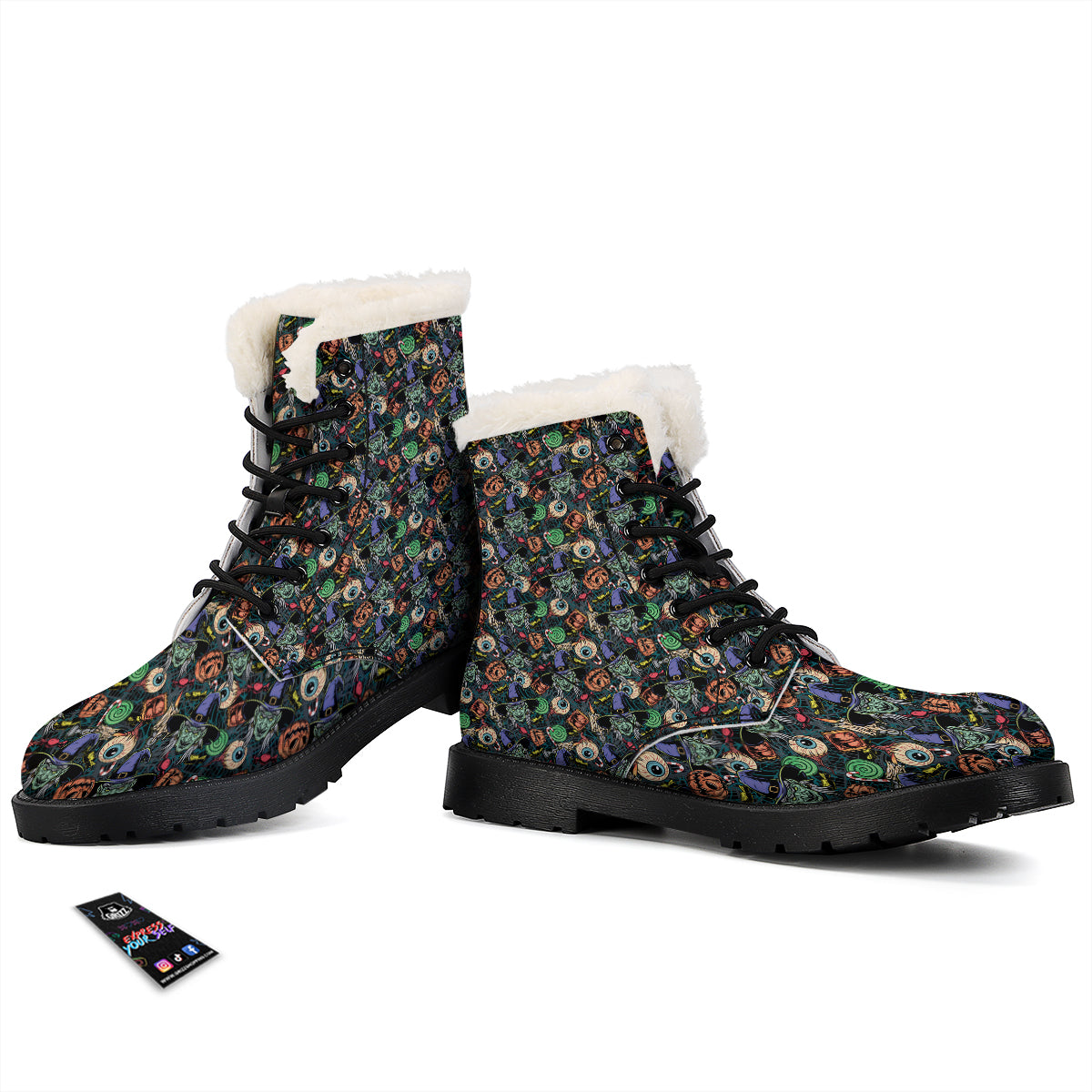 Witch Halloween Elements Print Pattern Winter Boots-grizzshop