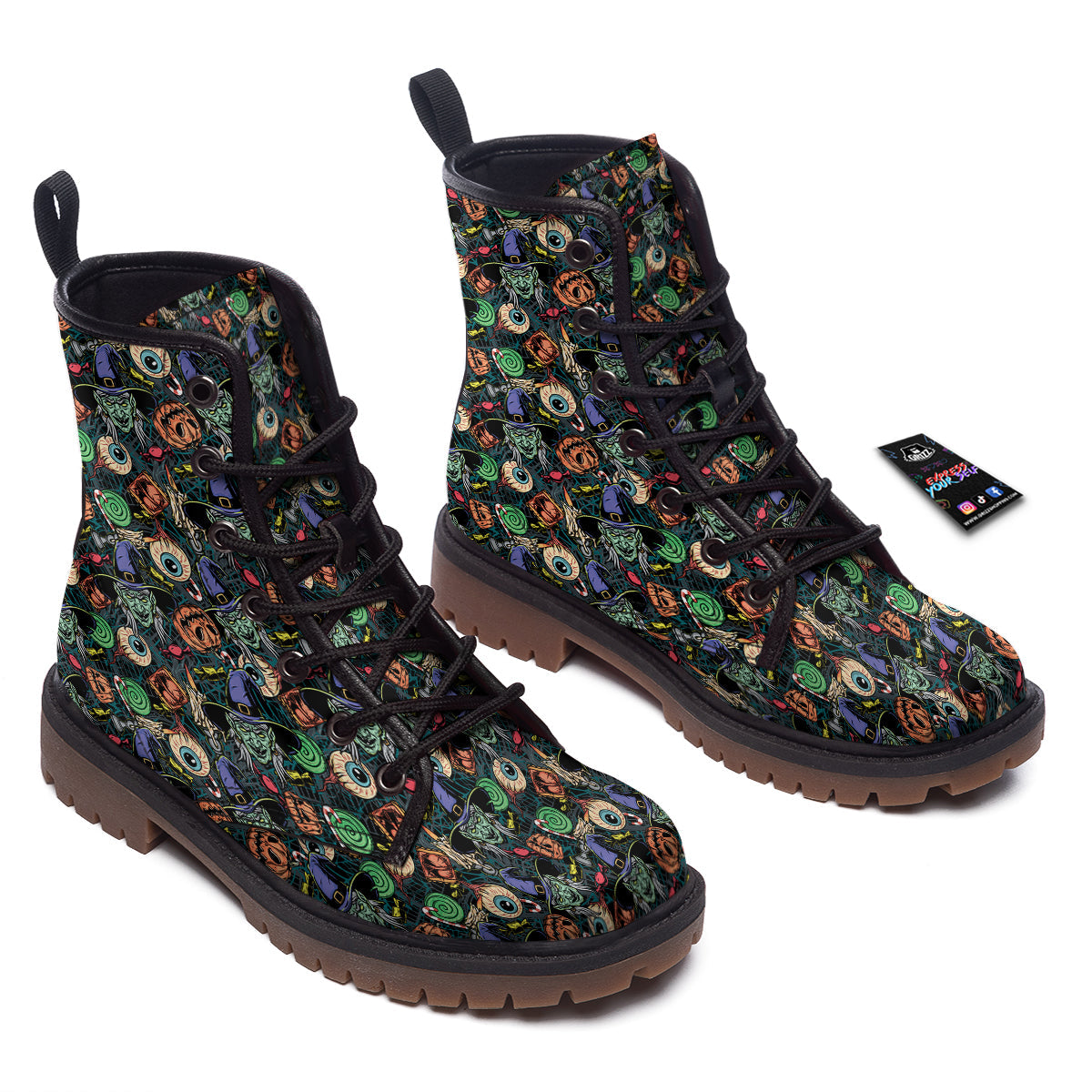 Witch Halloween Elements Print Pattern Work Boots-grizzshop