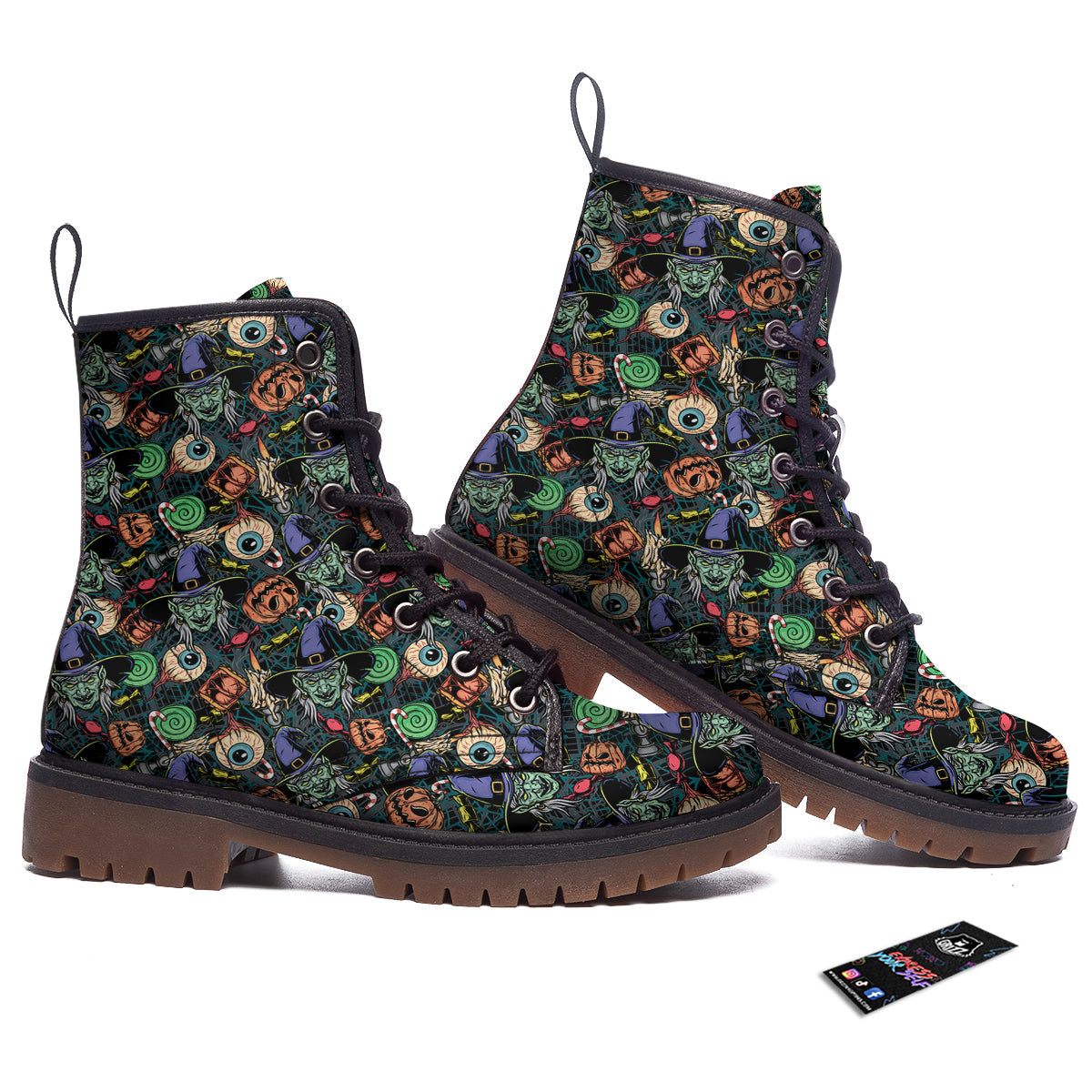 Witch Halloween Elements Print Pattern Work Boots-grizzshop