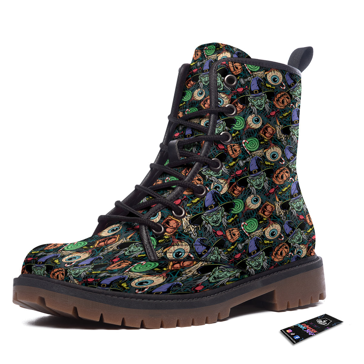 Witch Halloween Elements Print Pattern Work Boots-grizzshop