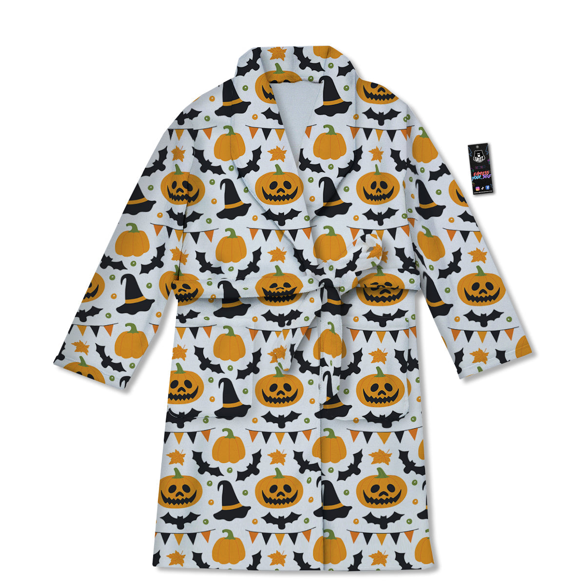 Witch Hat Halloween Print Pattern Bathrobe-grizzshop