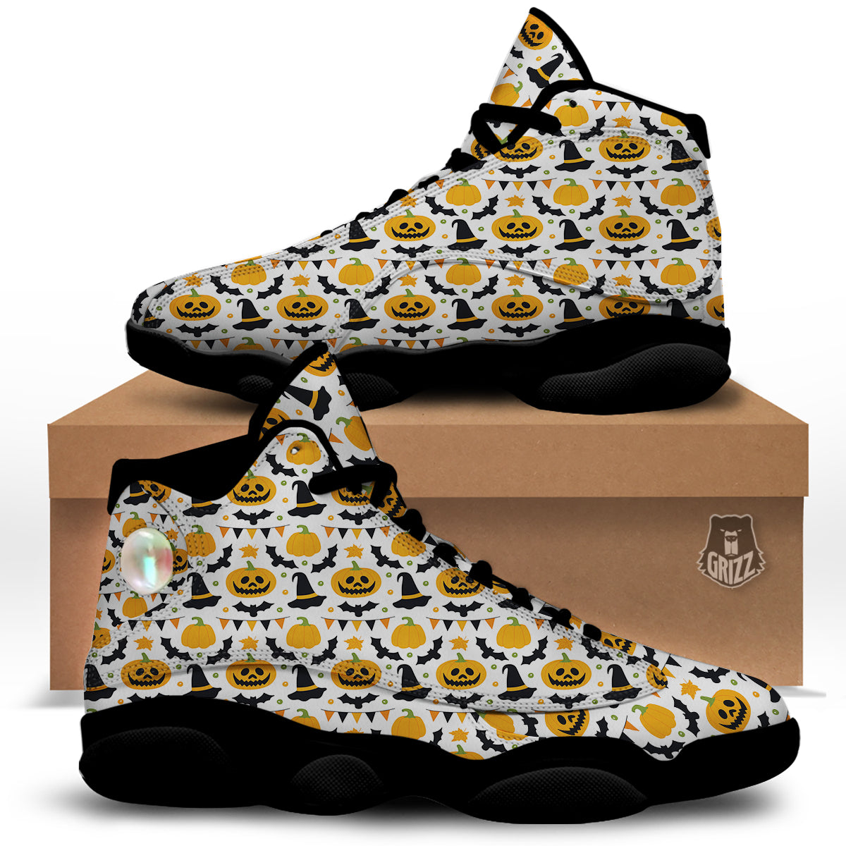 Witch Hat Halloween Print Pattern Black Basketball Shoes-grizzshop