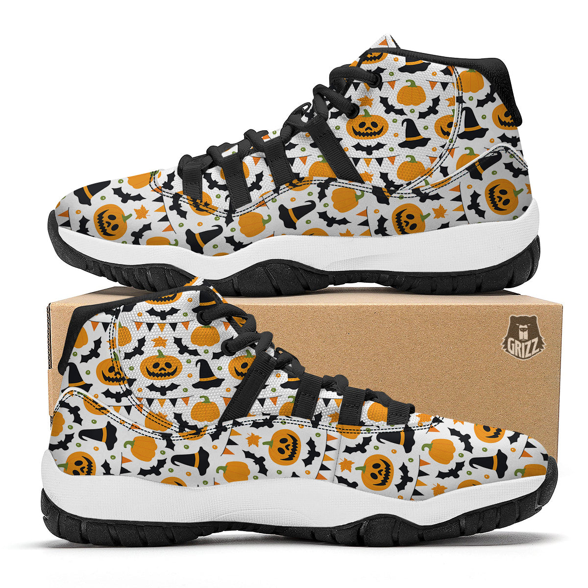 Witch Hat Halloween Print Pattern Black Bball Shoes-grizzshop