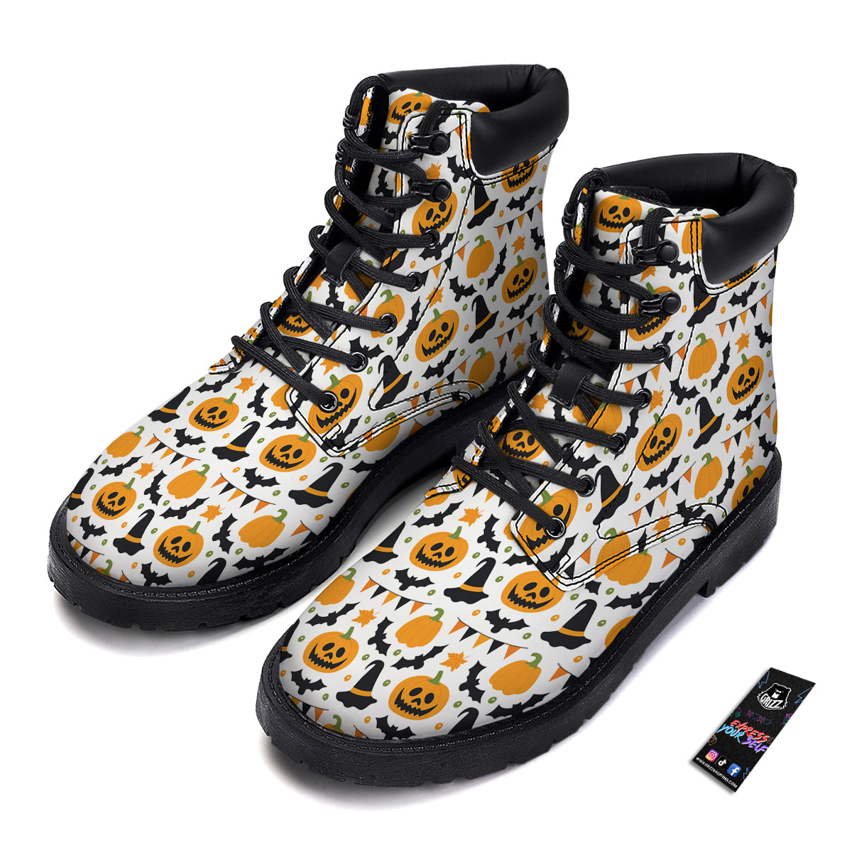 Witch Hat Halloween Print Pattern Boots-grizzshop