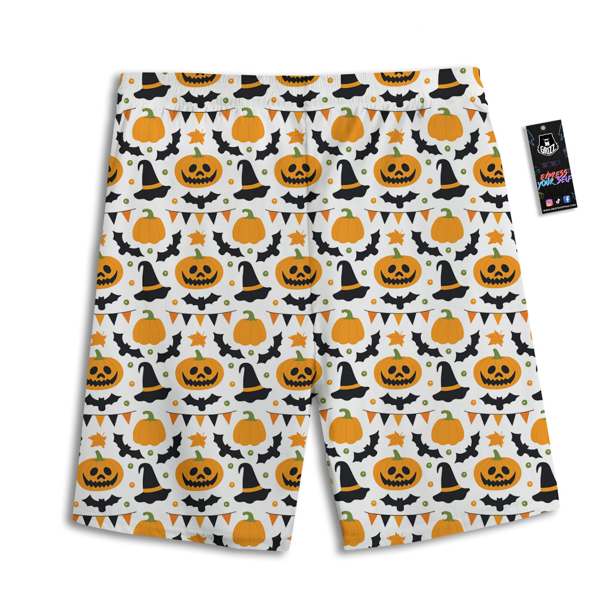 Witch Hat Halloween Print Pattern Men's Athletic Shorts