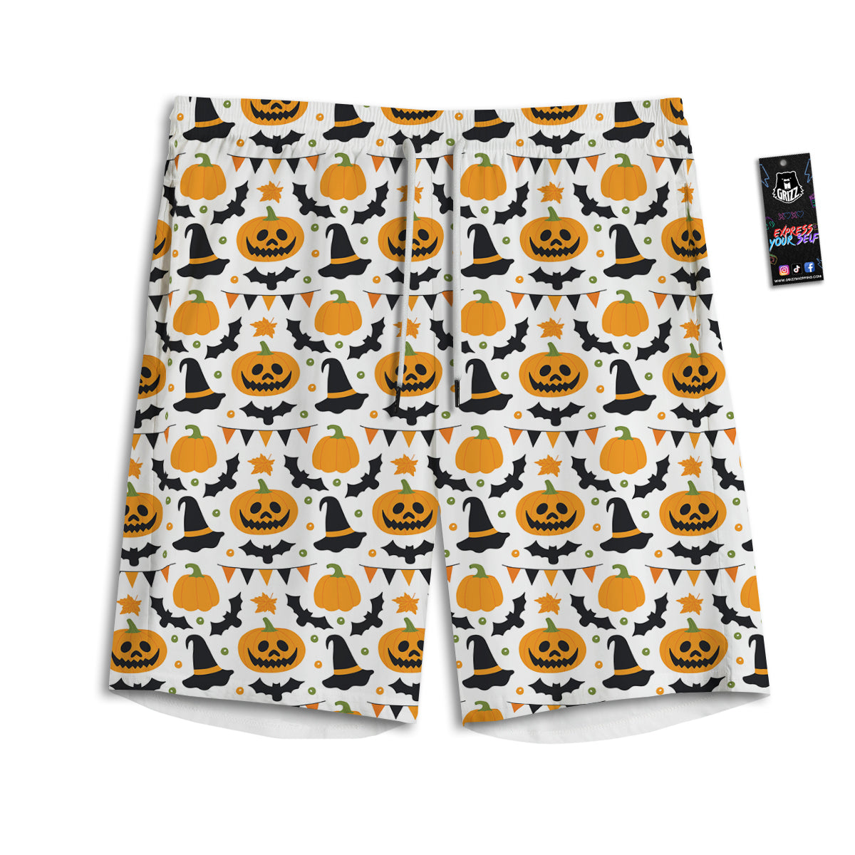 Witch Hat Halloween Print Pattern Men's Athletic Shorts