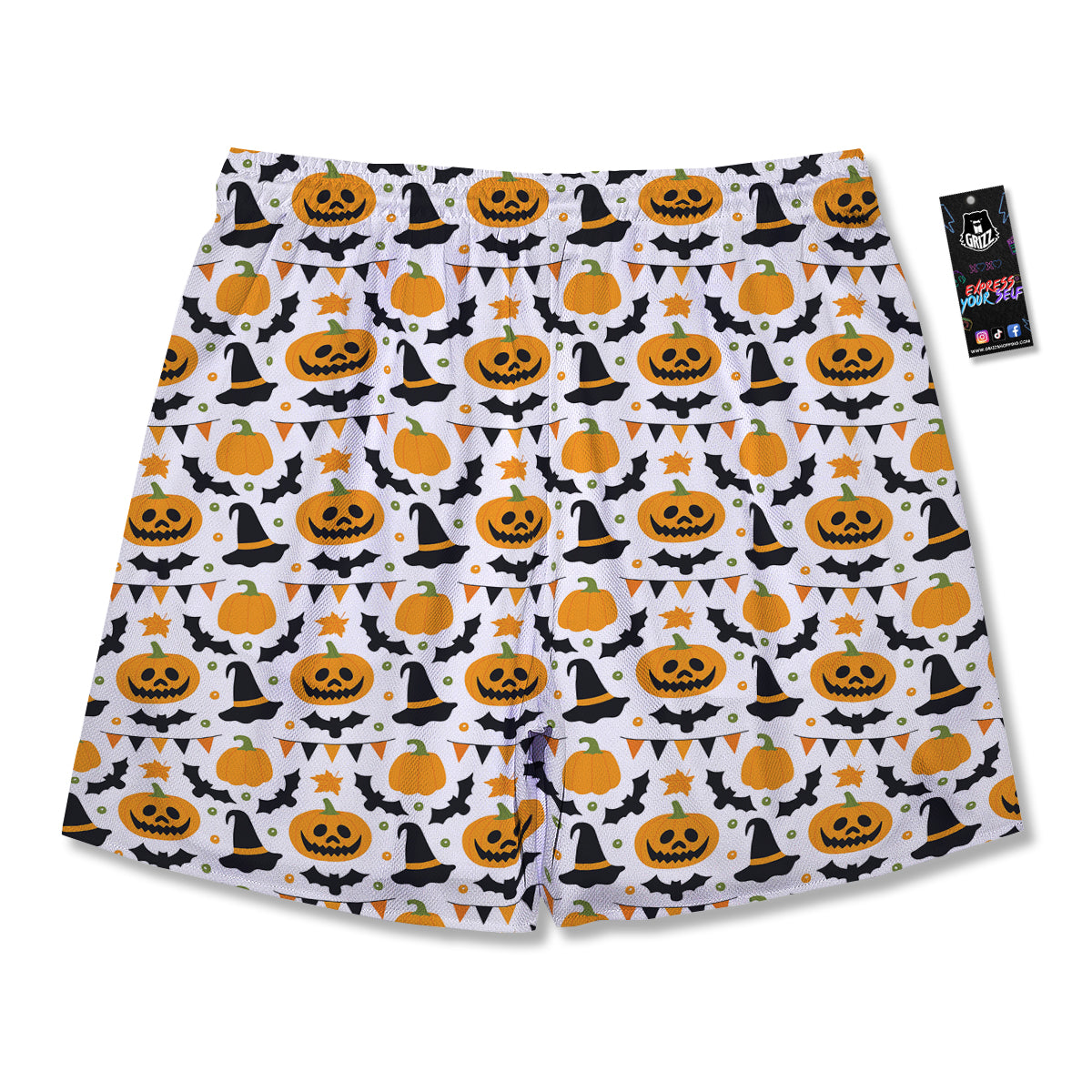 Witch Hat Halloween Print Pattern Men's Running Shorts-grizzshop