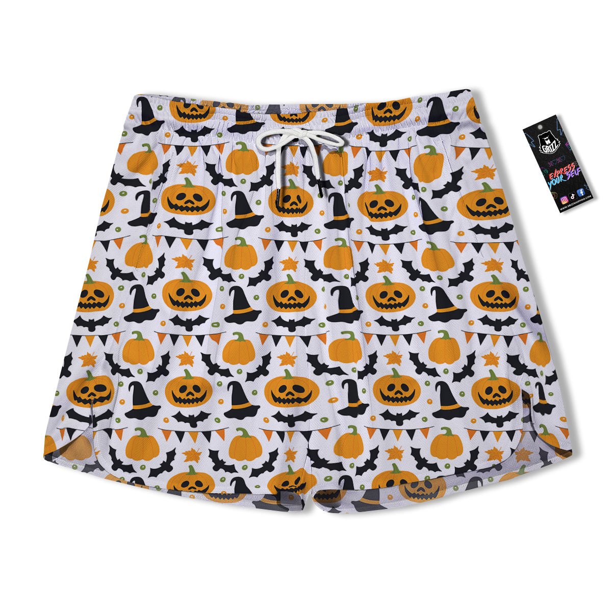 Witch Hat Halloween Print Pattern Men's Running Shorts-grizzshop
