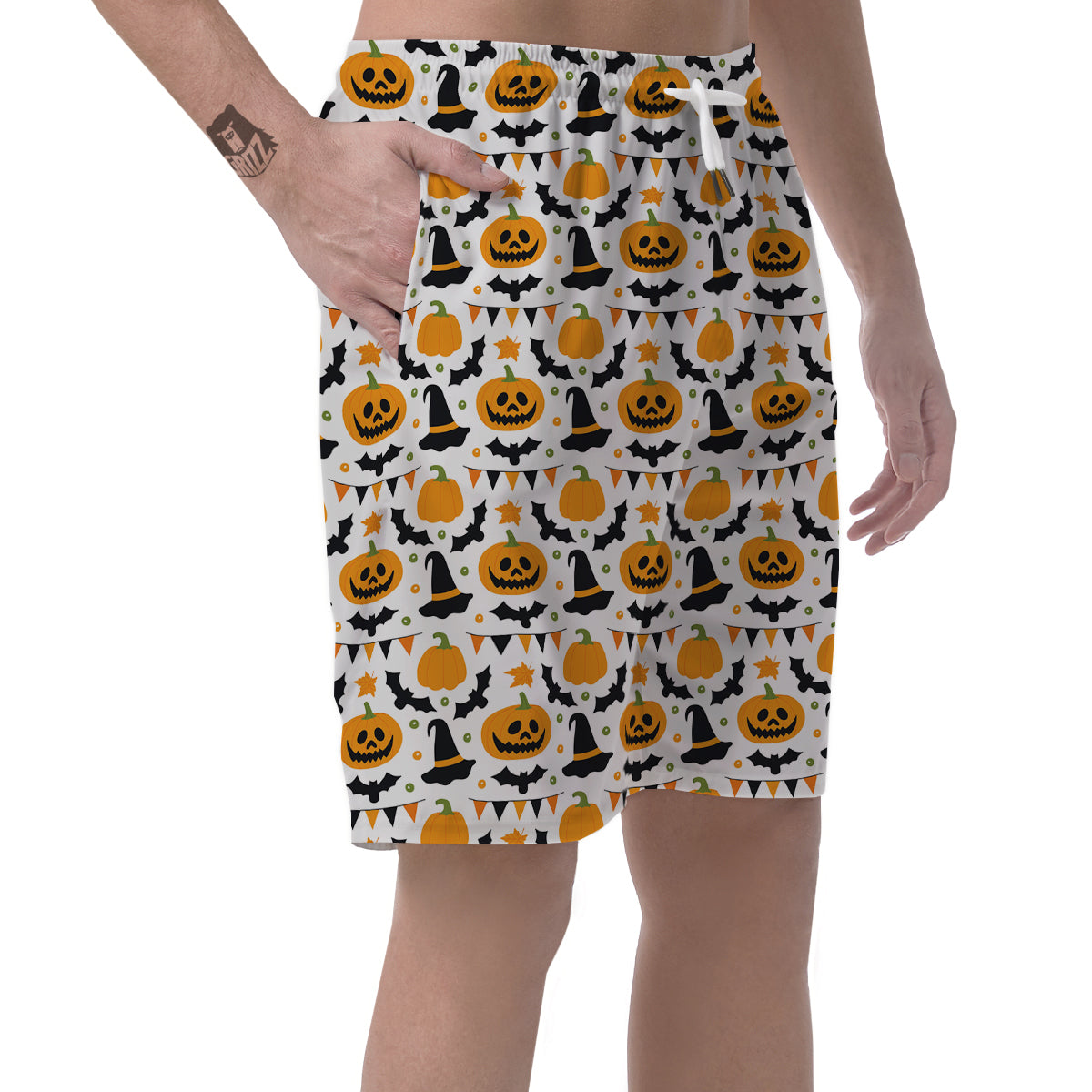 Witch Hat Halloween Print Pattern Men's Shorts-grizzshop