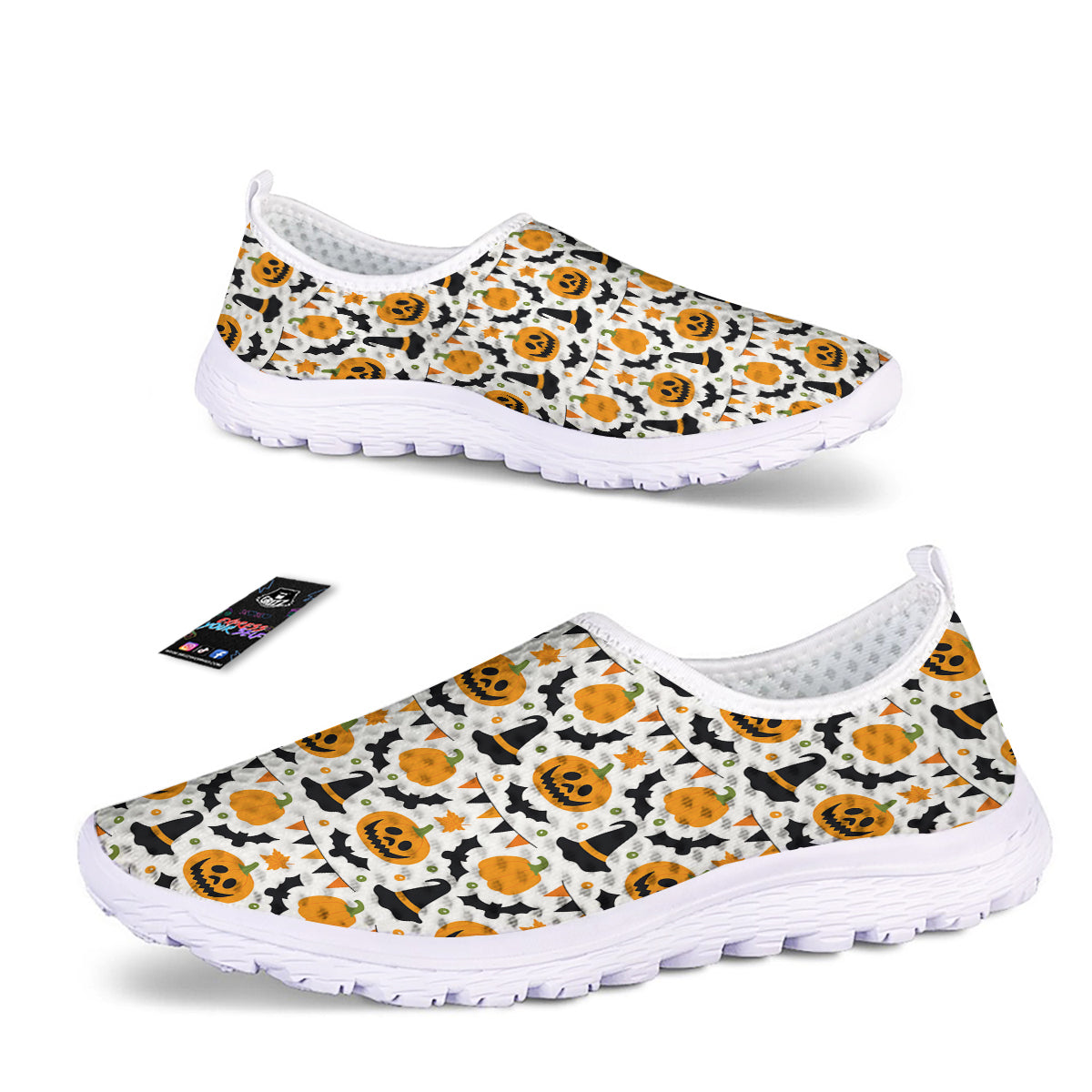 Witch Hat Halloween Print Pattern Nurse Shoes-grizzshop