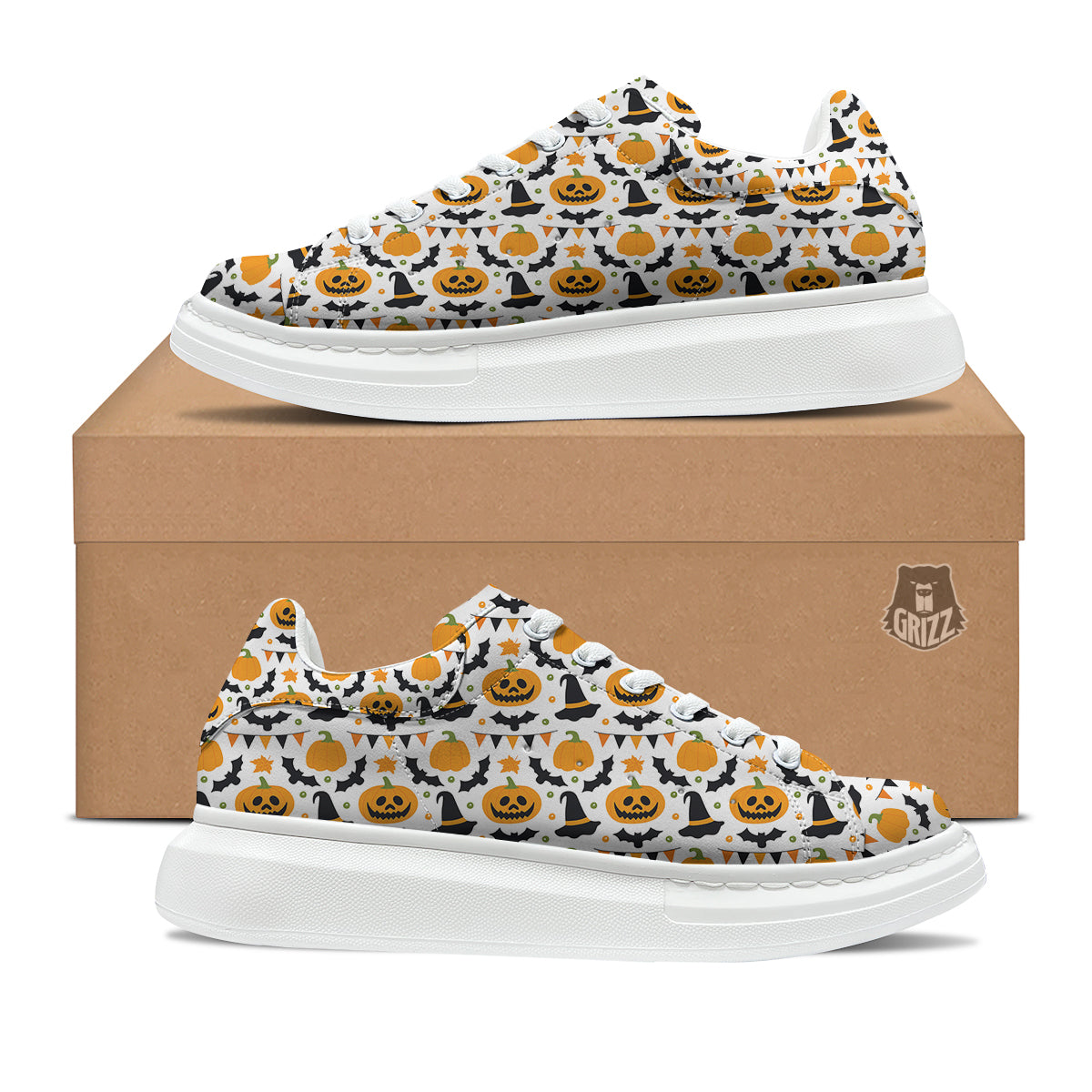 Witch Hat Halloween Print Pattern Platform Shoes-grizzshop