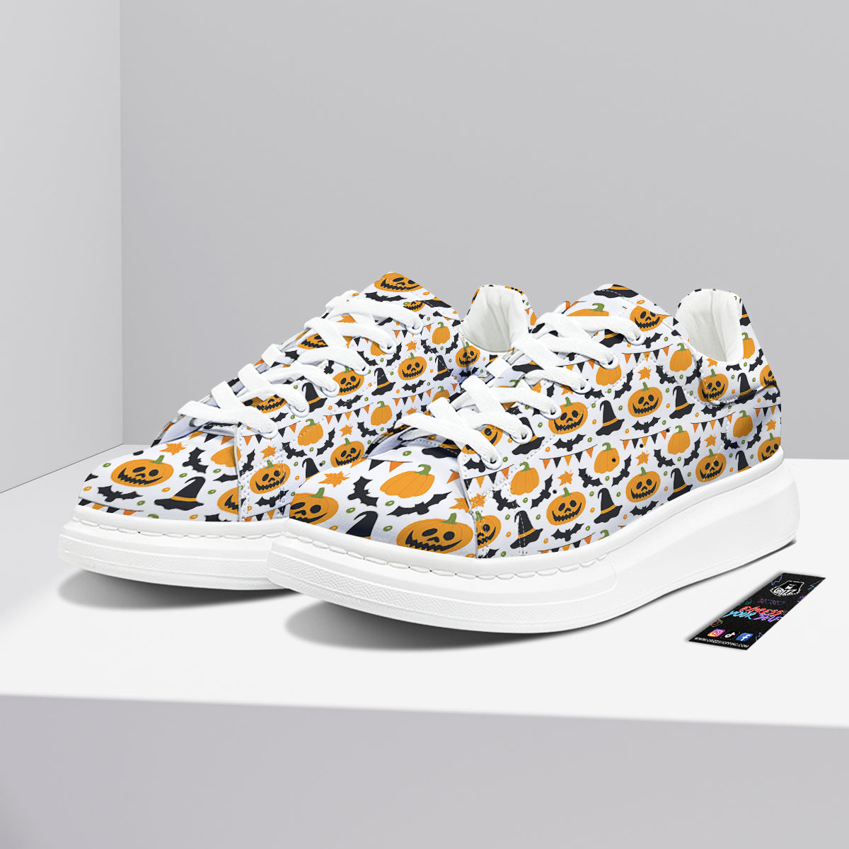 Witch Hat Halloween Print Pattern Platform Shoes-grizzshop
