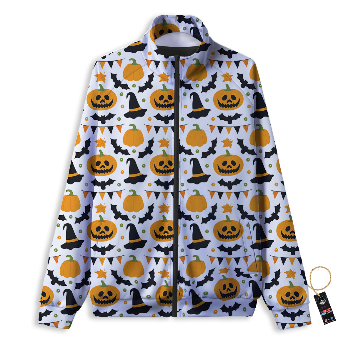 Witch Hat Halloween Print Pattern Track Jacket-grizzshop