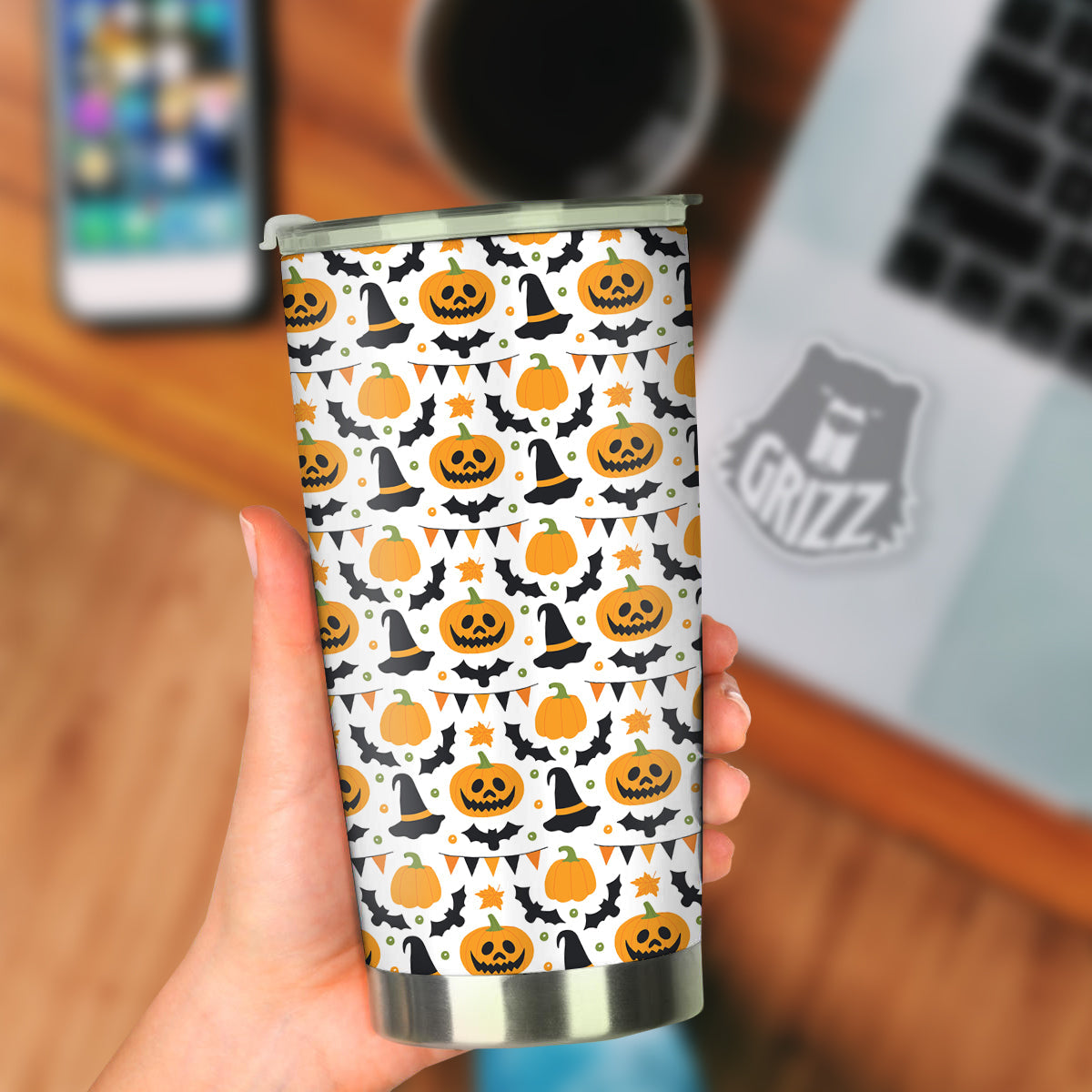 Witch Hat Halloween Print Pattern Tumbler-grizzshop