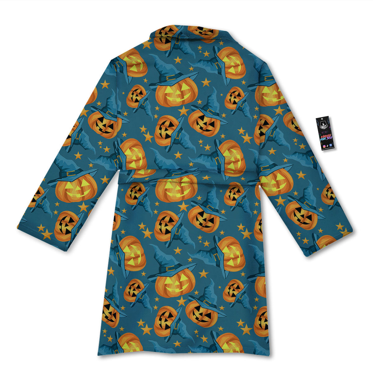 Witch Hat Pumpkin Print Pattern Bathrobe-grizzshop