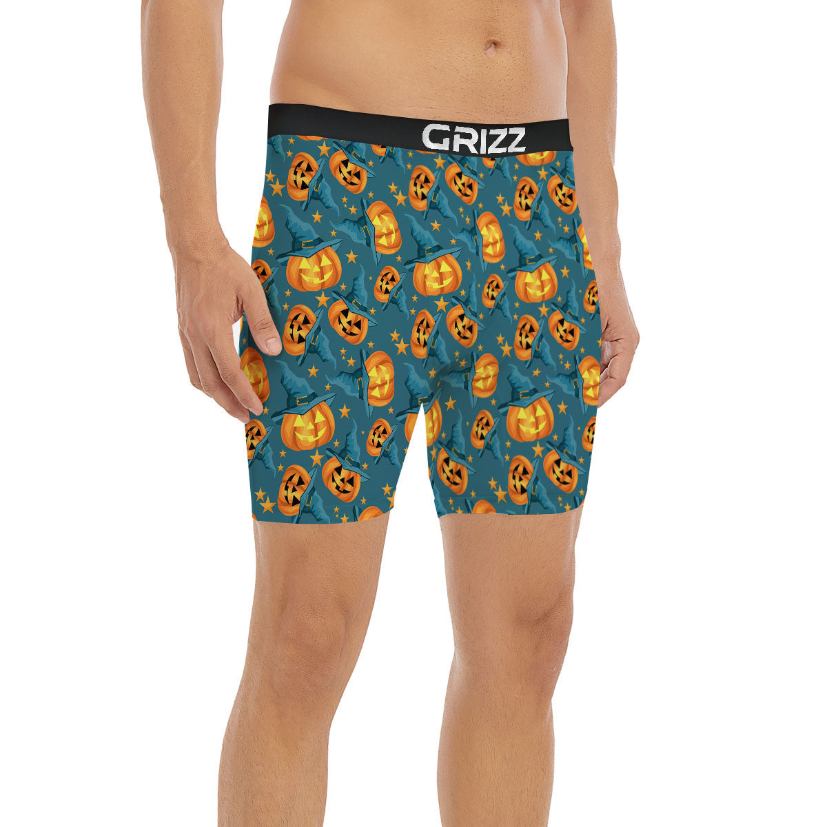 Witch Hat Pumpkin Print Pattern Boxer Briefs-grizzshop