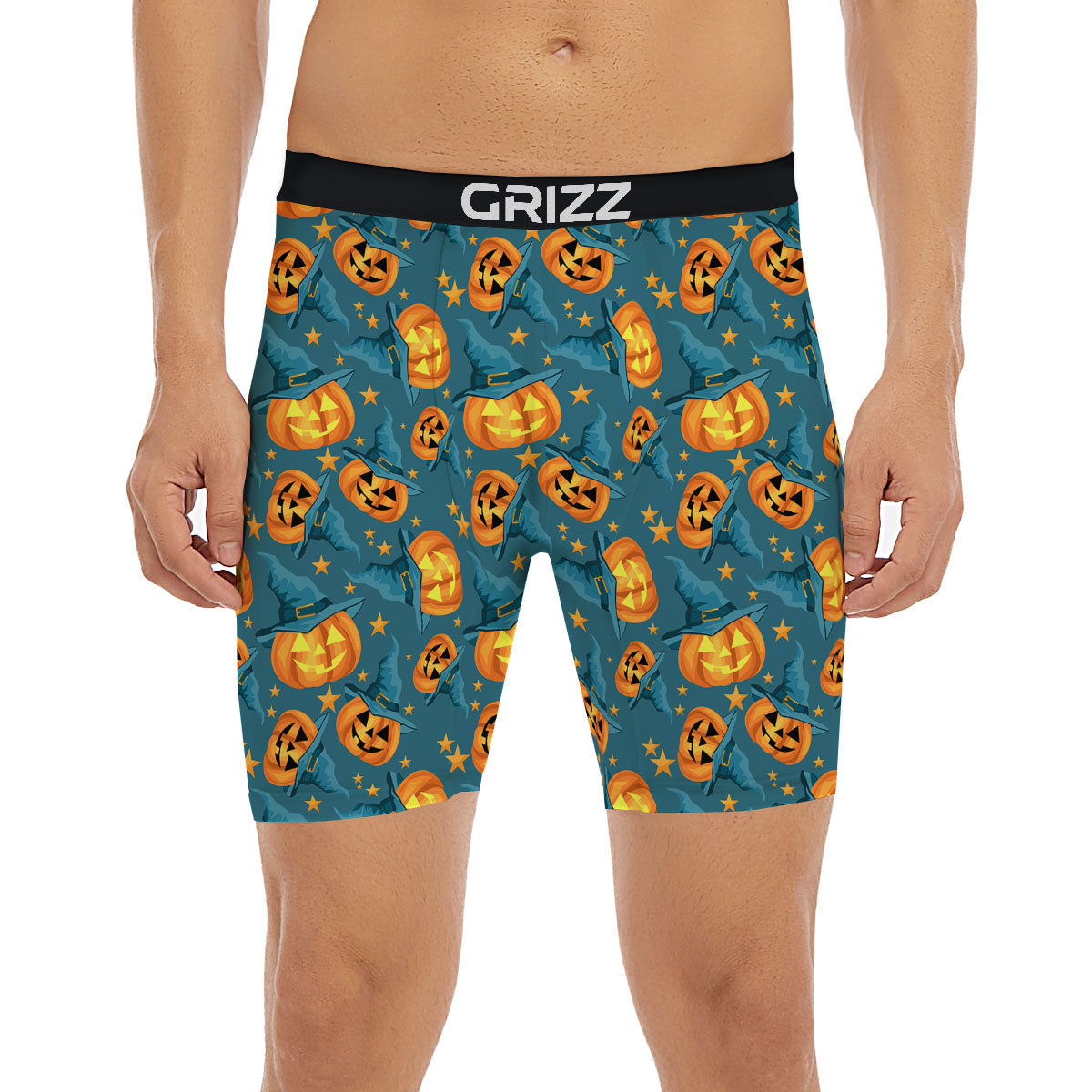Witch Hat Pumpkin Print Pattern Boxer Briefs-grizzshop