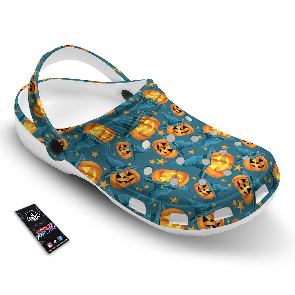 Witch Hat Pumpkin Print Pattern Clog-grizzshop