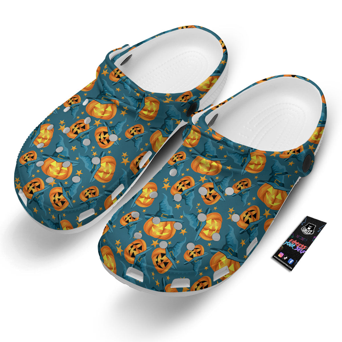 Witch Hat Pumpkin Print Pattern Clog-grizzshop