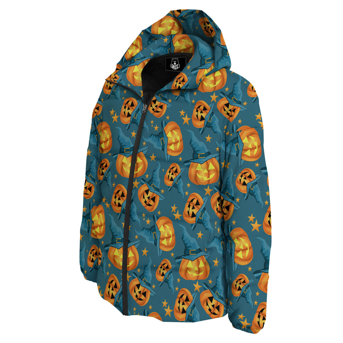 Witch Hat Pumpkin Print Pattern Down Jacket-grizzshop