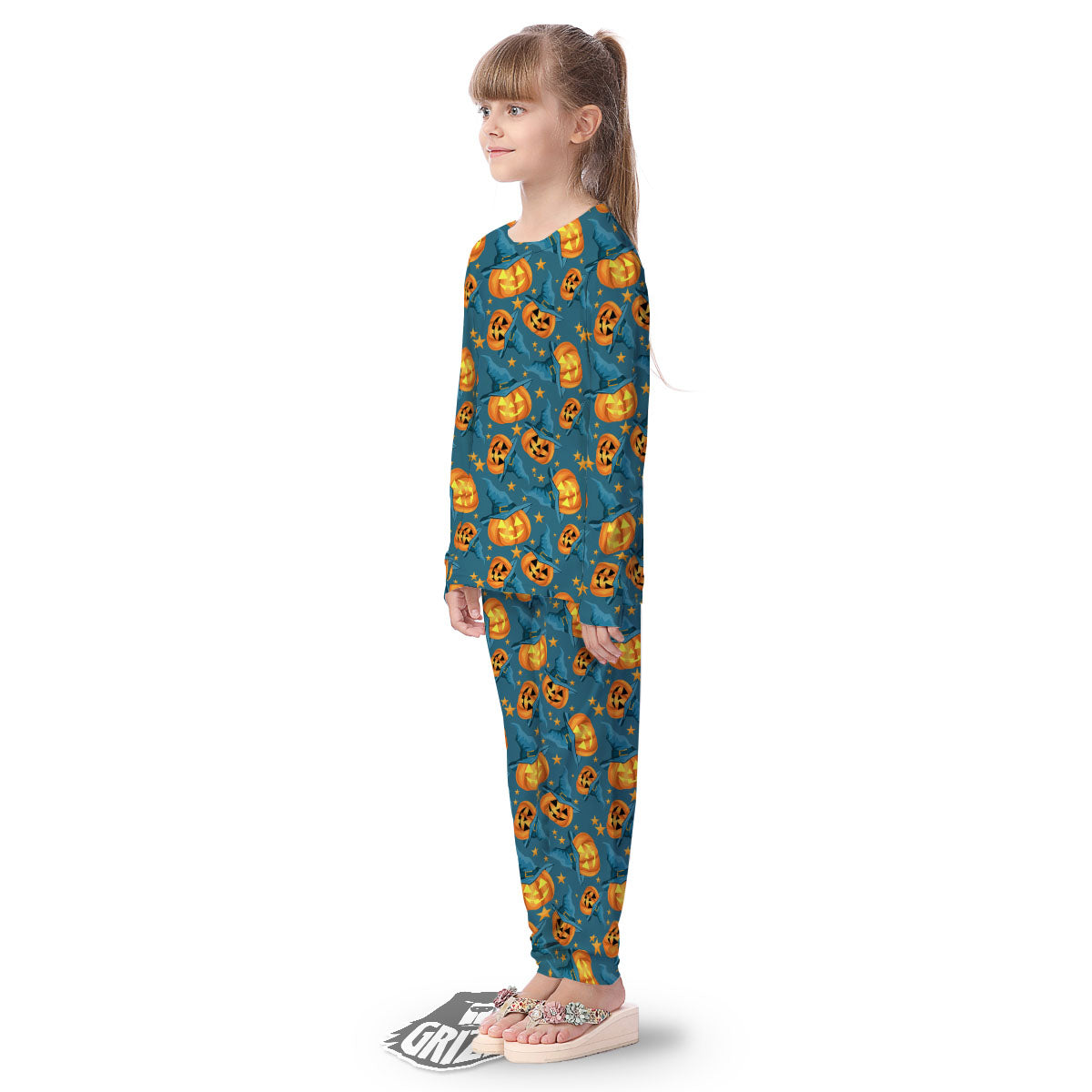 Witch Hat Pumpkin Print Pattern Kid's Pajamas-grizzshop