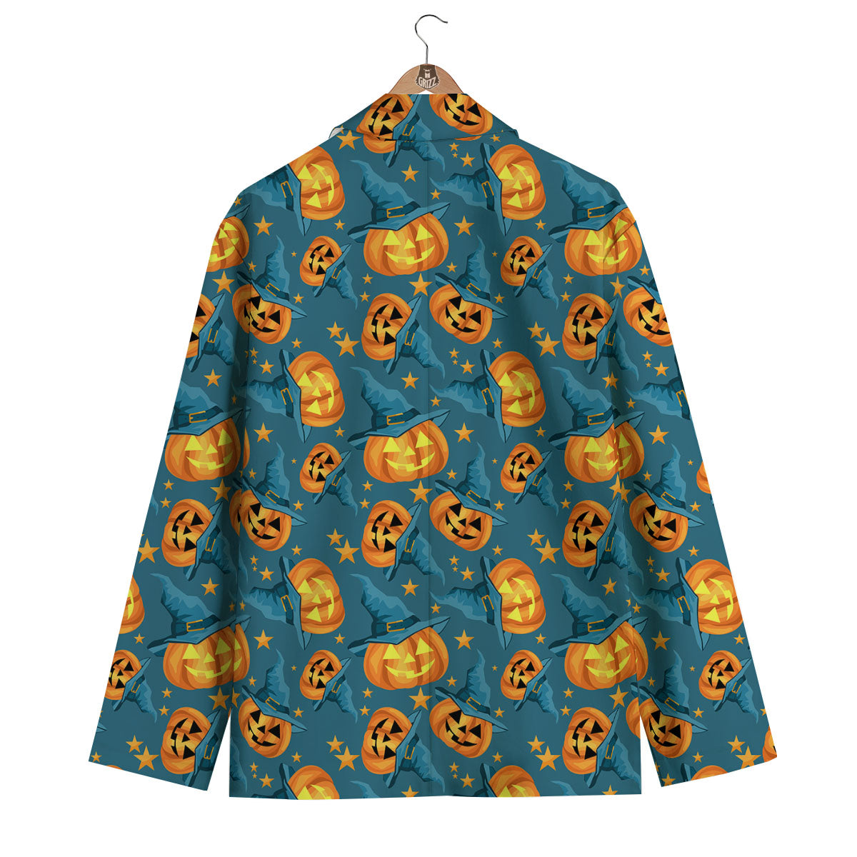 Witch Hat Pumpkin Print Pattern Men's Blazer-grizzshop
