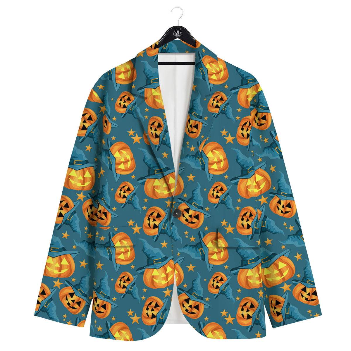 Witch Hat Pumpkin Print Pattern Men's Sport Coat-grizzshop