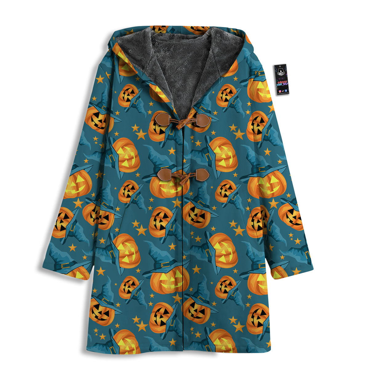 Witch Hat Pumpkin Print Pattern Men's Windbreaker Jacket-grizzshop