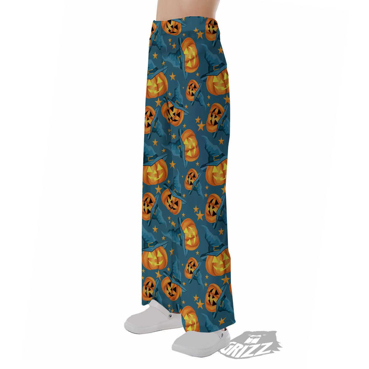 Witch Hat Pumpkin Print Pattern Pajama Pants-grizzshop