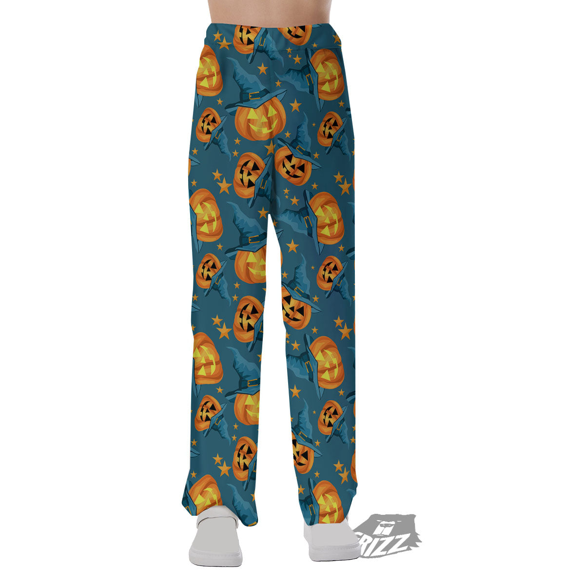 Witch Hat Pumpkin Print Pattern Pajama Pants-grizzshop