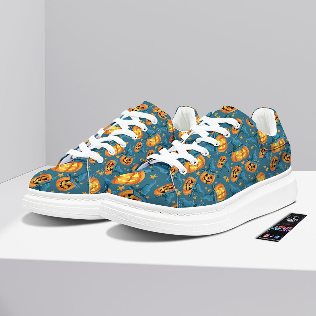 Witch Hat Pumpkin Print Pattern Platform Shoes-grizzshop
