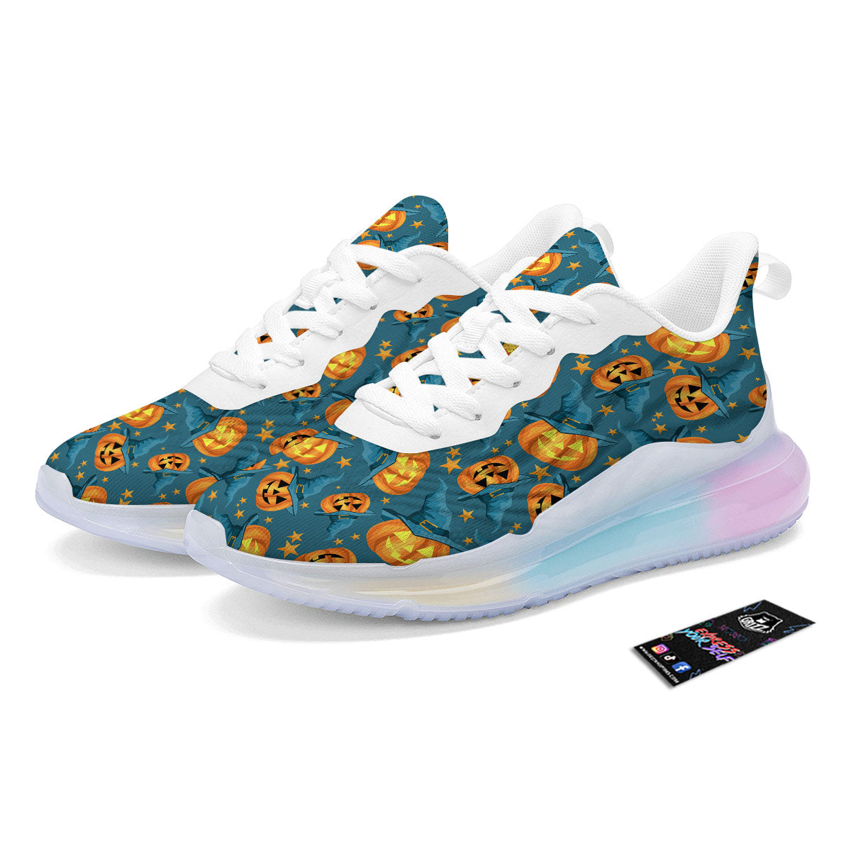 Witch Hat Pumpkin Print Pattern Running Sneakers-grizzshop