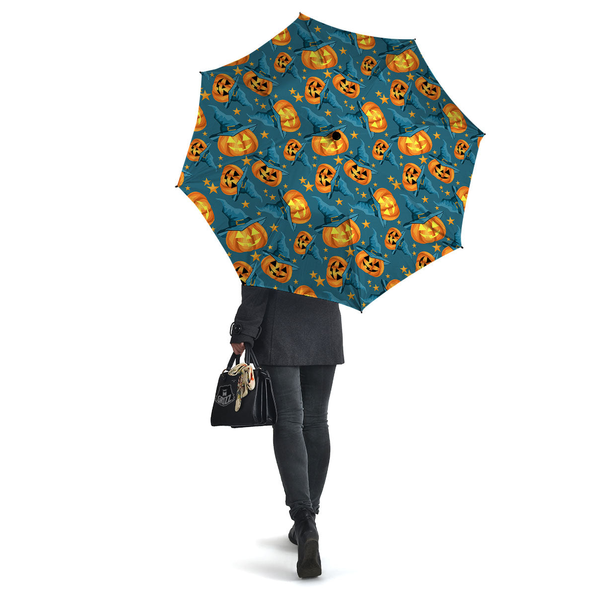 Witch Hat Pumpkin Print Pattern Umbrella-grizzshop