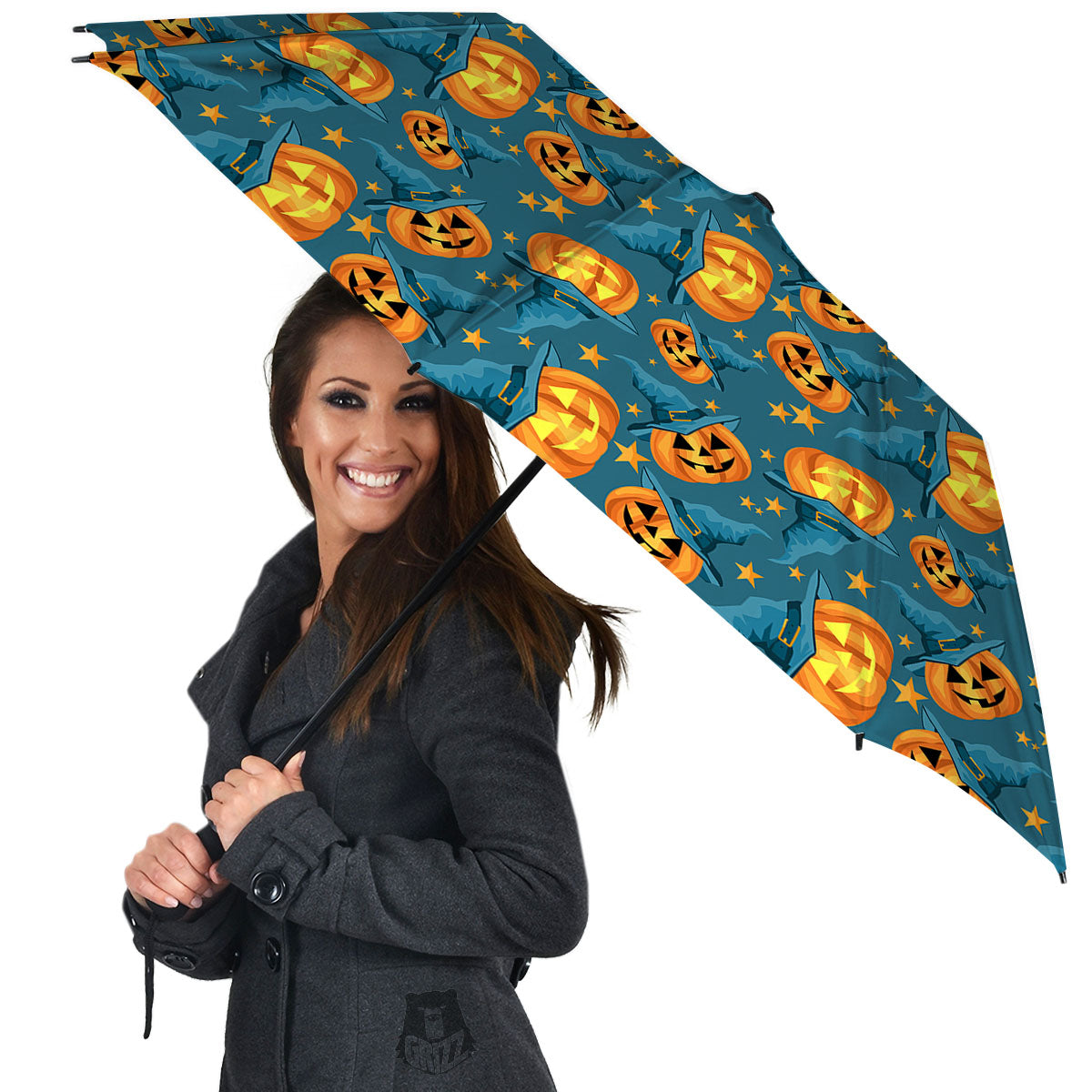 Witch Hat Pumpkin Print Pattern Umbrella-grizzshop