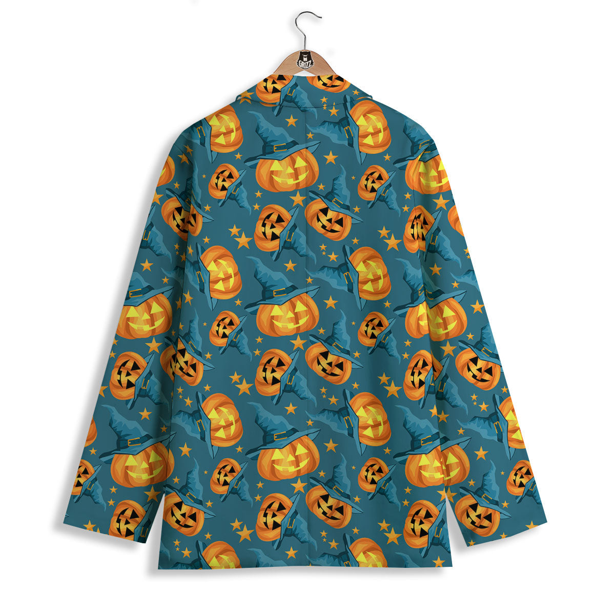 Witch Hat Pumpkin Print Pattern Women's Blazer-grizzshop