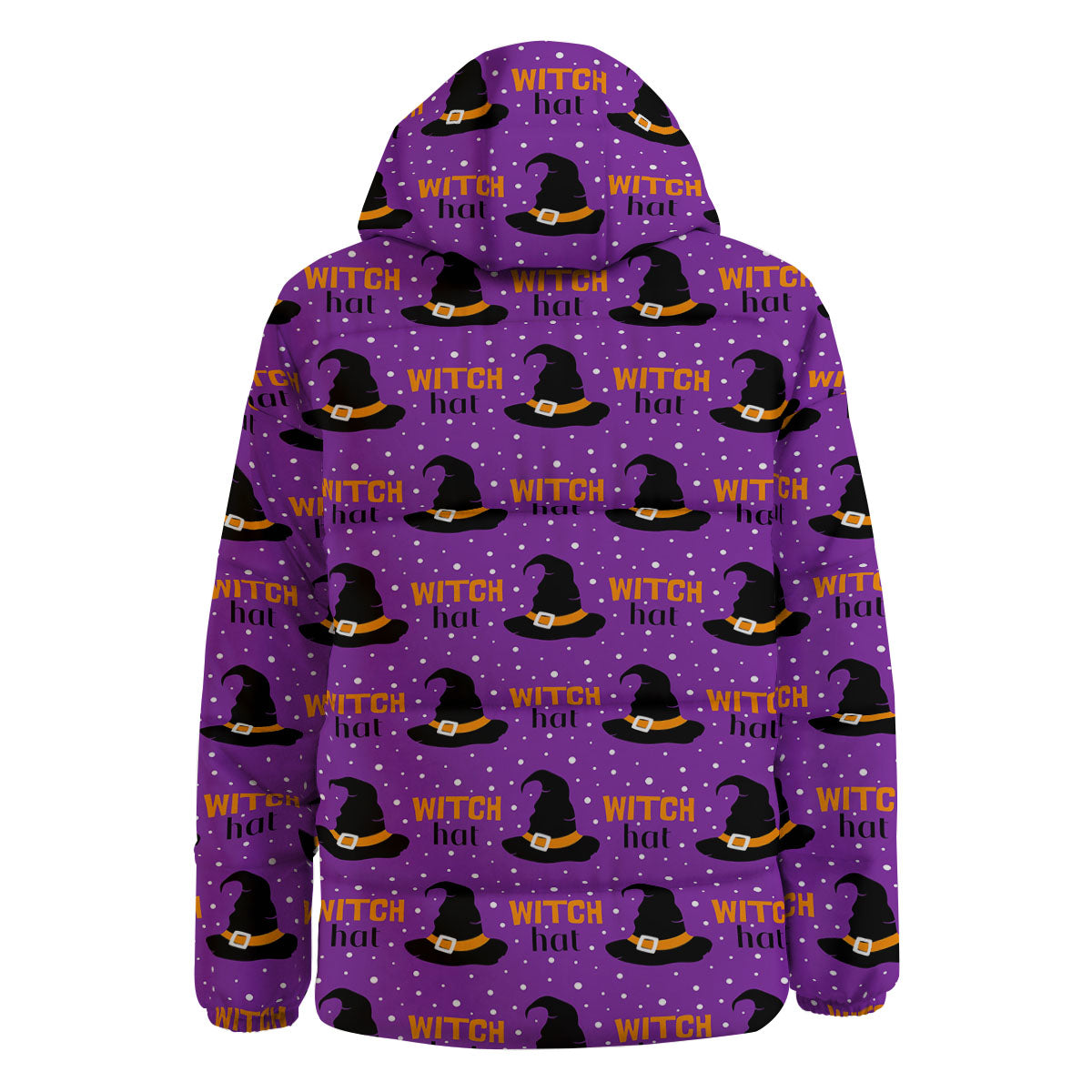 Witch Hat Purple Halloween Print Pattern Down Jacket-grizzshop