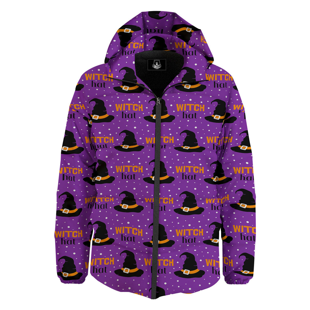 Witch Hat Purple Halloween Print Pattern Down Jacket-grizzshop