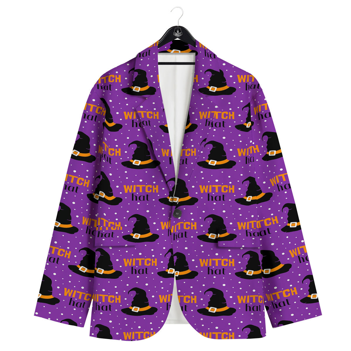 Witch Hat Purple Halloween Print Pattern Men's Sport Coat-grizzshop