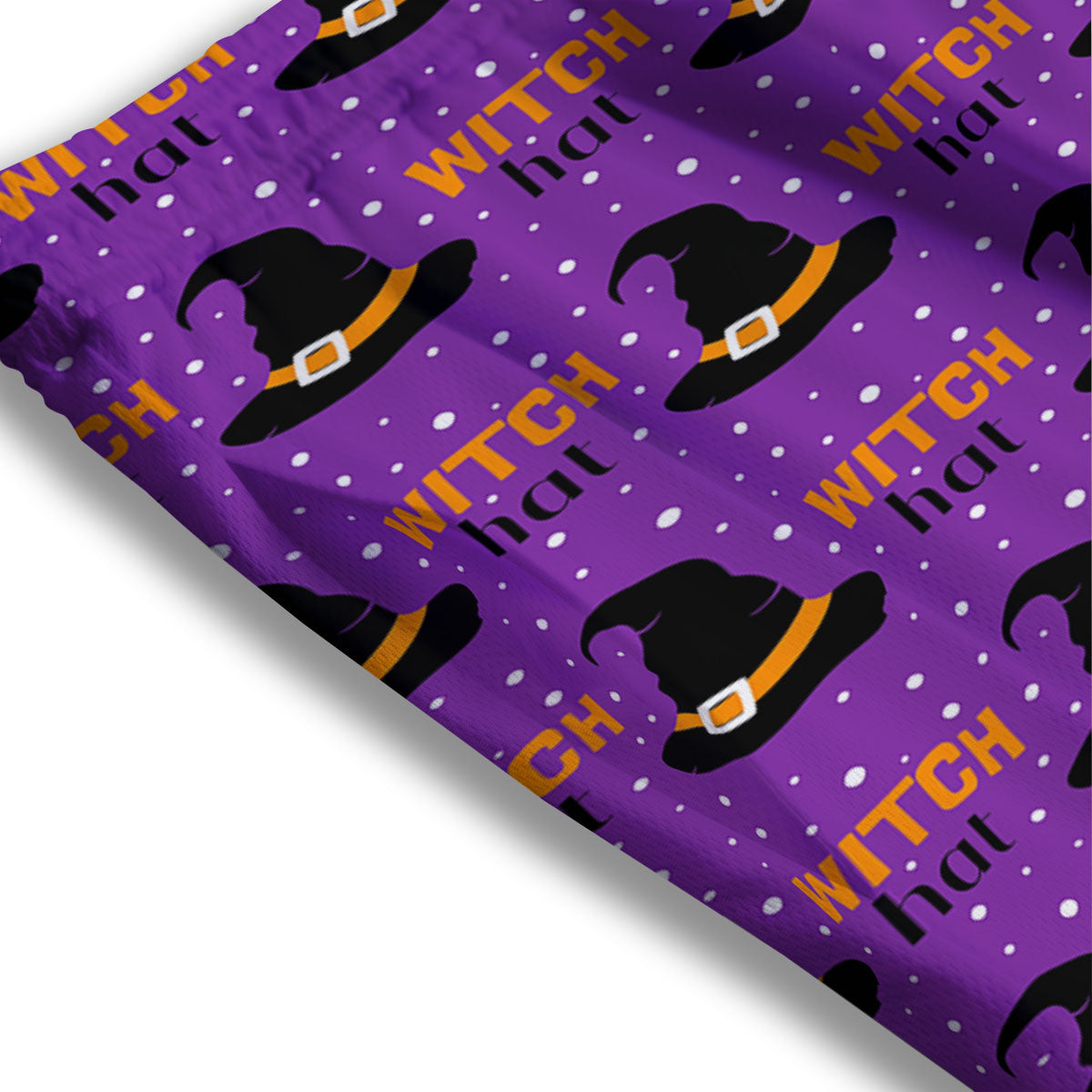 Witch Hat Purple Halloween Print Pattern Mesh Shorts