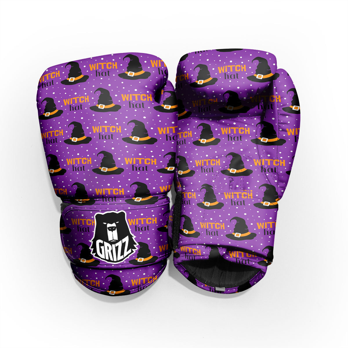 Witch Hat Purple Halloween Print Pattern Pro Boxing Glove