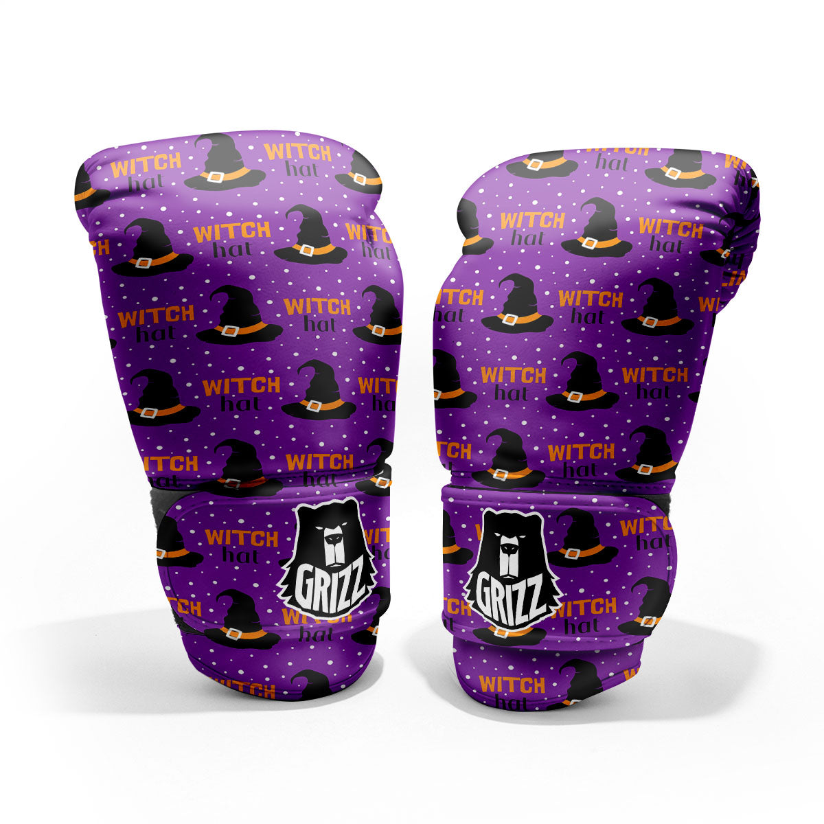 Witch Hat Purple Halloween Print Pattern Pro Boxing Glove