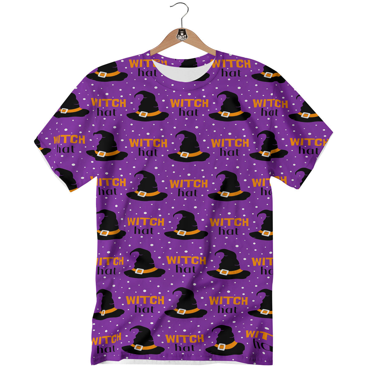 Witch Hat Purple Halloween Print Pattern T-Shirt-grizzshop