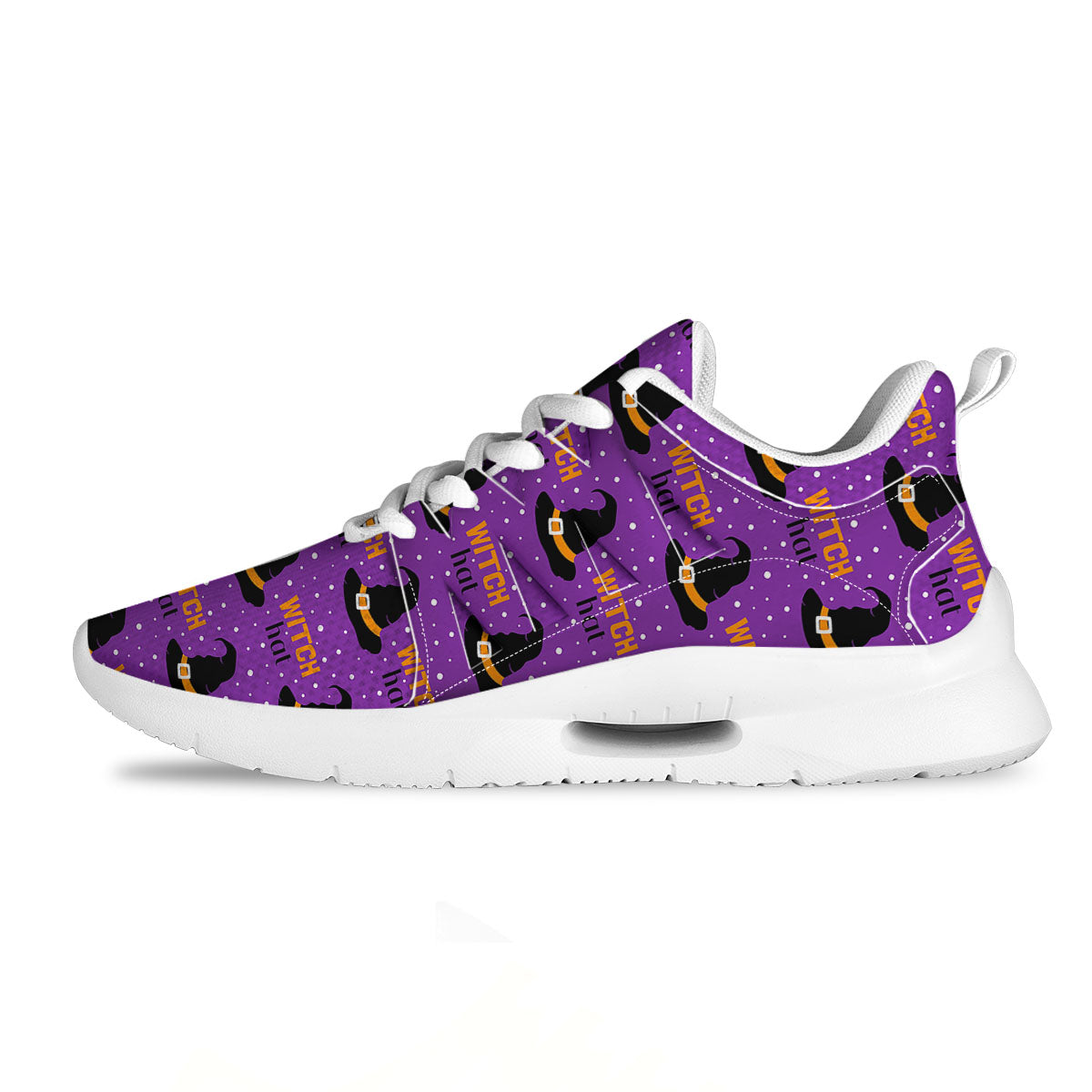 Witch Hat Purple Halloween Print Pattern Tennis Shoes-grizzshop
