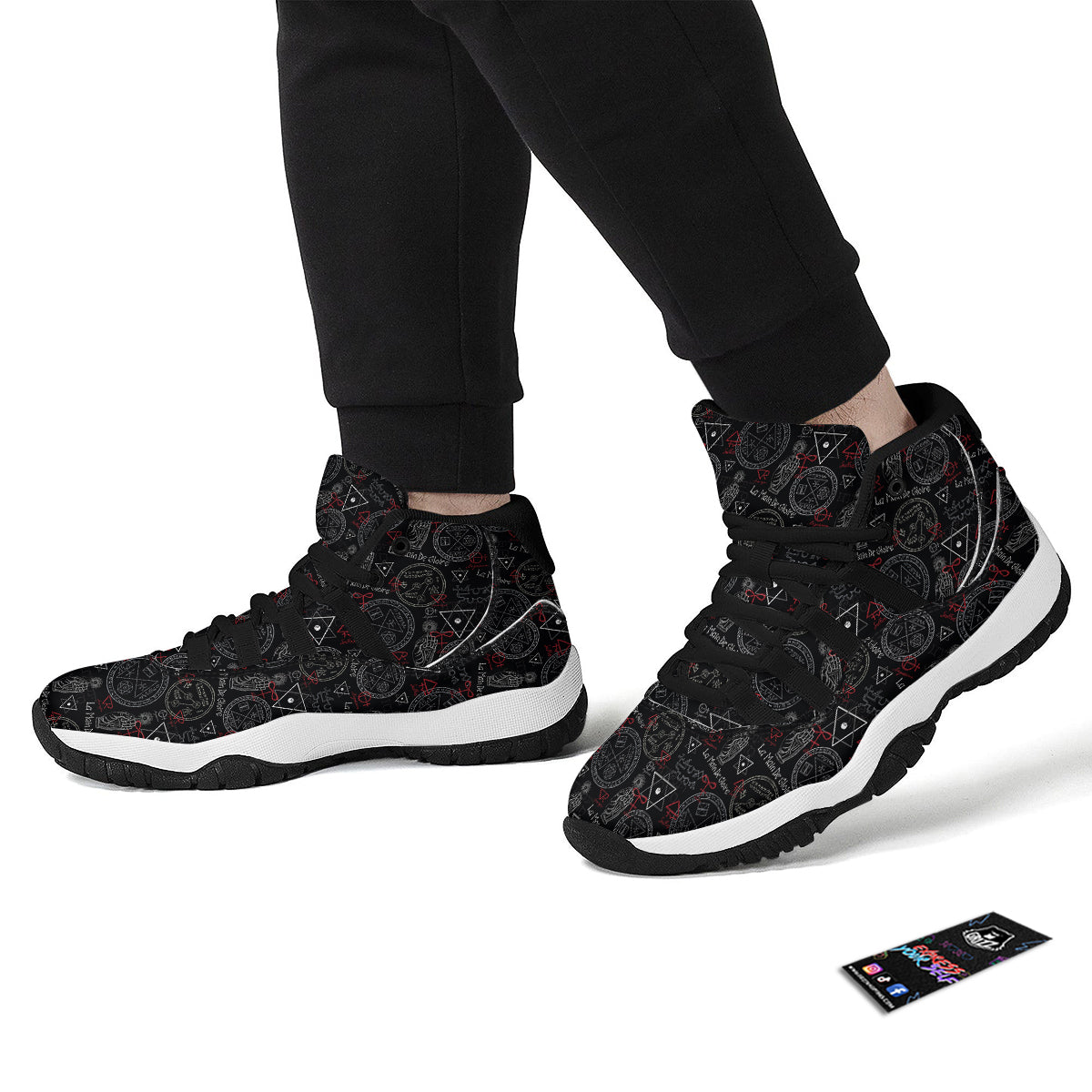 Witch Wiccan Pagan Pattern Print Black Bball Shoes-grizzshop